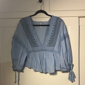 Free People Boho Blue Top EUC